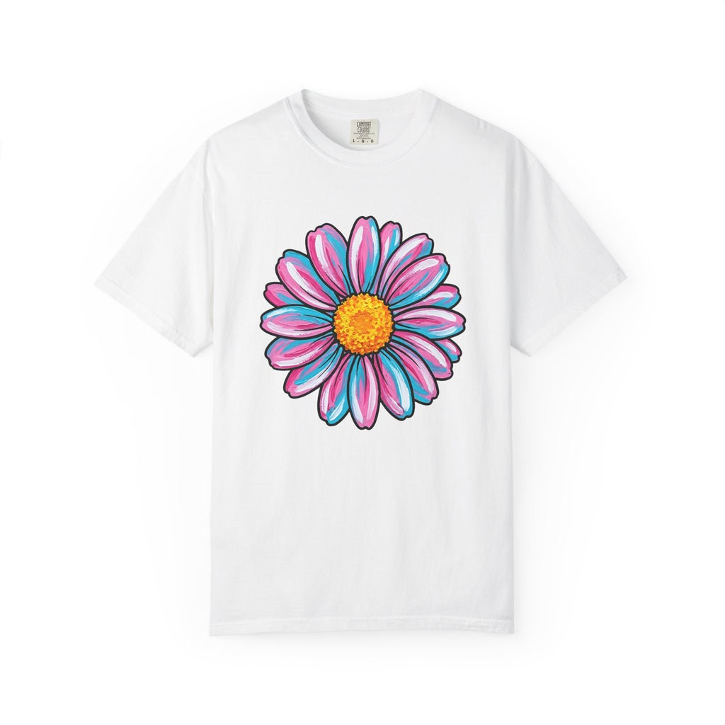 Daisy Blossom Shirt Easter Garden Gift Women Bright Tee Flower T-Shirt Spring Fan Floral Tshirt Yard Graphic Ink Drawing Petal Detail Tshirt