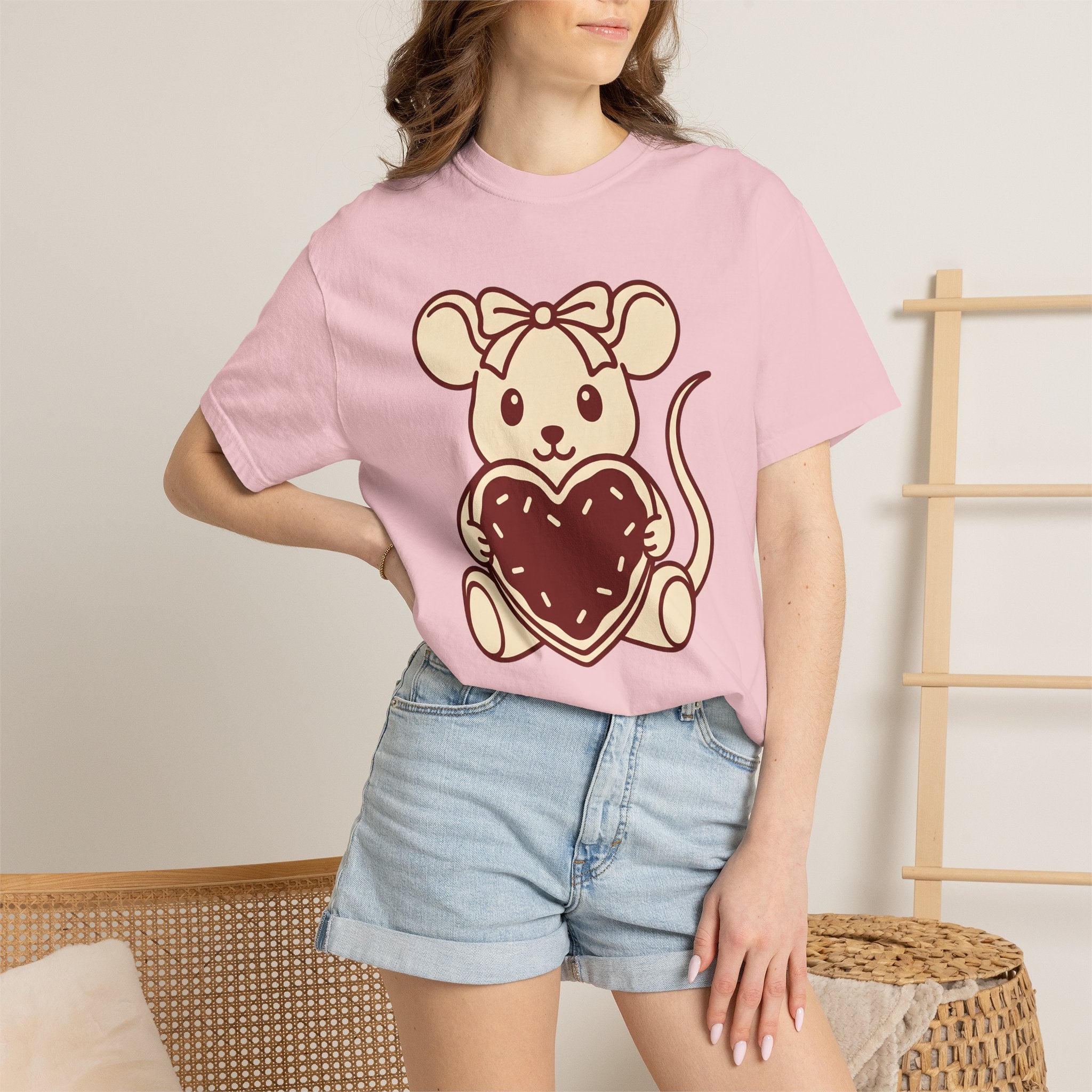 Rat Heart Shirt St. Valentine's Day Pet Gift Women Cute Tee Rodent T-Shirt Valentine Fan Kawaii Tshirt Animal Graphic Comic Ribbon Tshirt