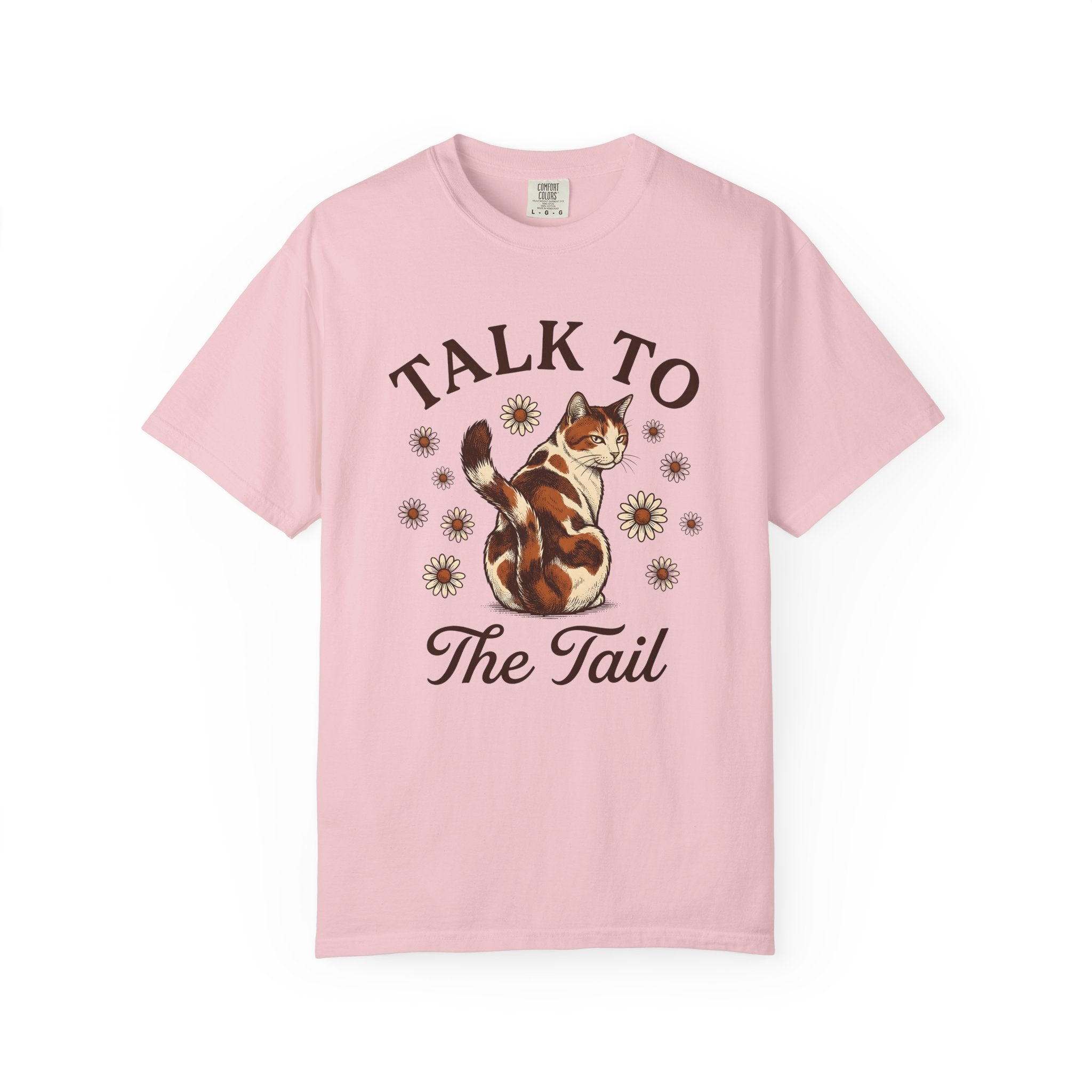 Calico Cat Shirt Cat Plants Gift Women Classic Tee Kitty T-Shirt Cat Fan Vintage Tshirt Floral Graphic Doodle Daisy Petals Tshirt