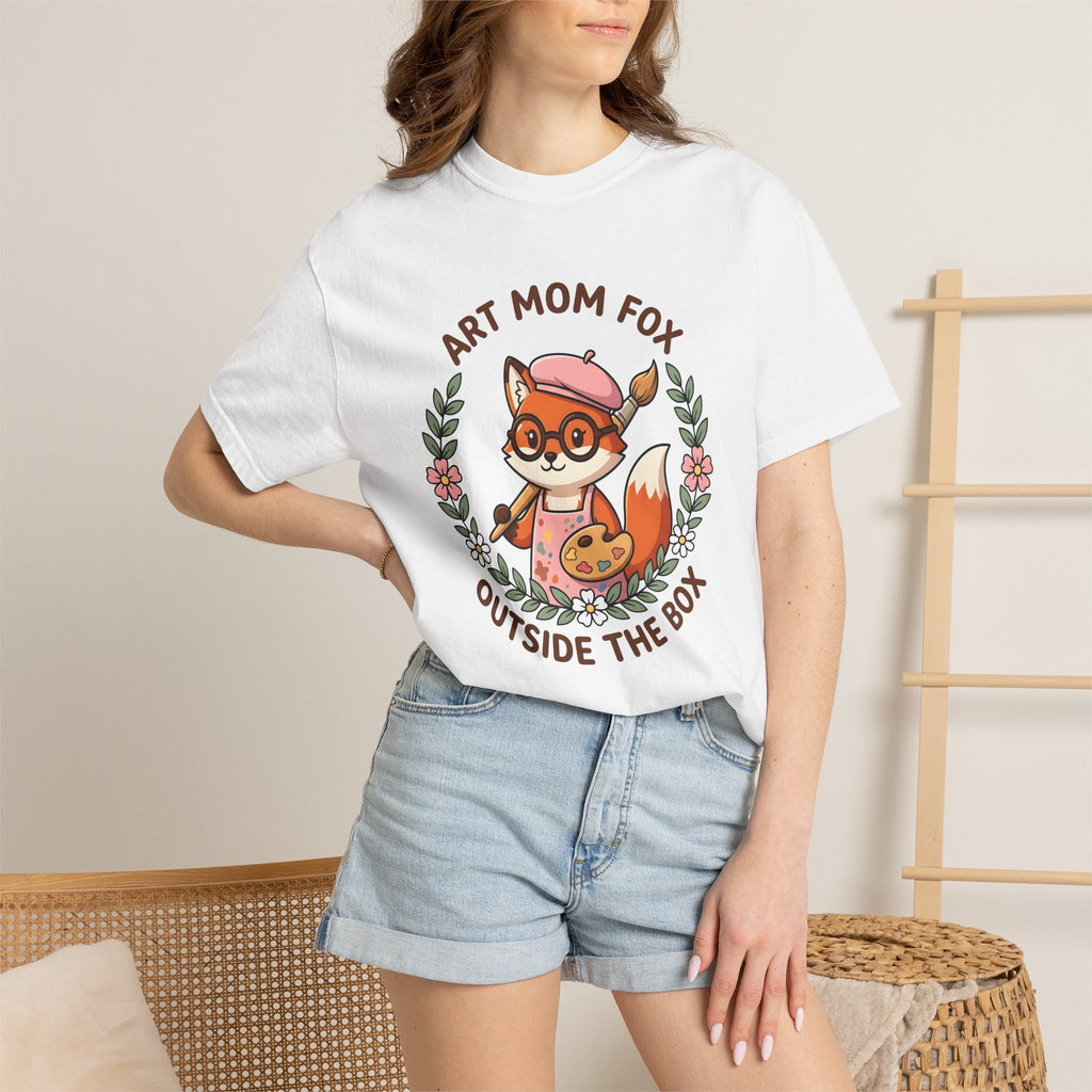 Fox Creator Shirt Moms Critters Gift Women Sweet Tee Fox Maker T-Shirt Mom Fan Fox Art Tshirt Animal Graphic Animated Blossom Wreath Tshirt