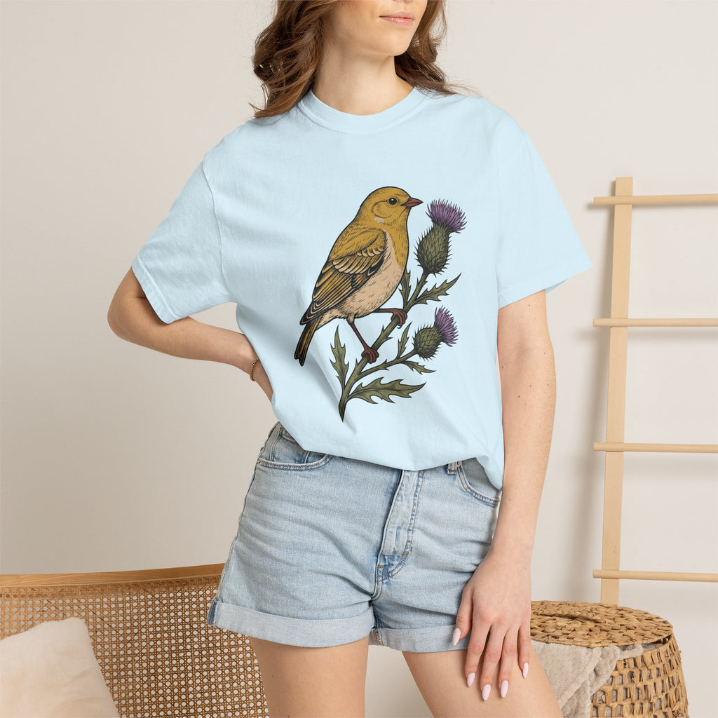 Yellow Warbler Shirt Bird Environment Gift Women Greenery Tee Warbler T-Shirt Birdwatcher Fan Botanical Tshirt Eco Graphic Traditional Plant
