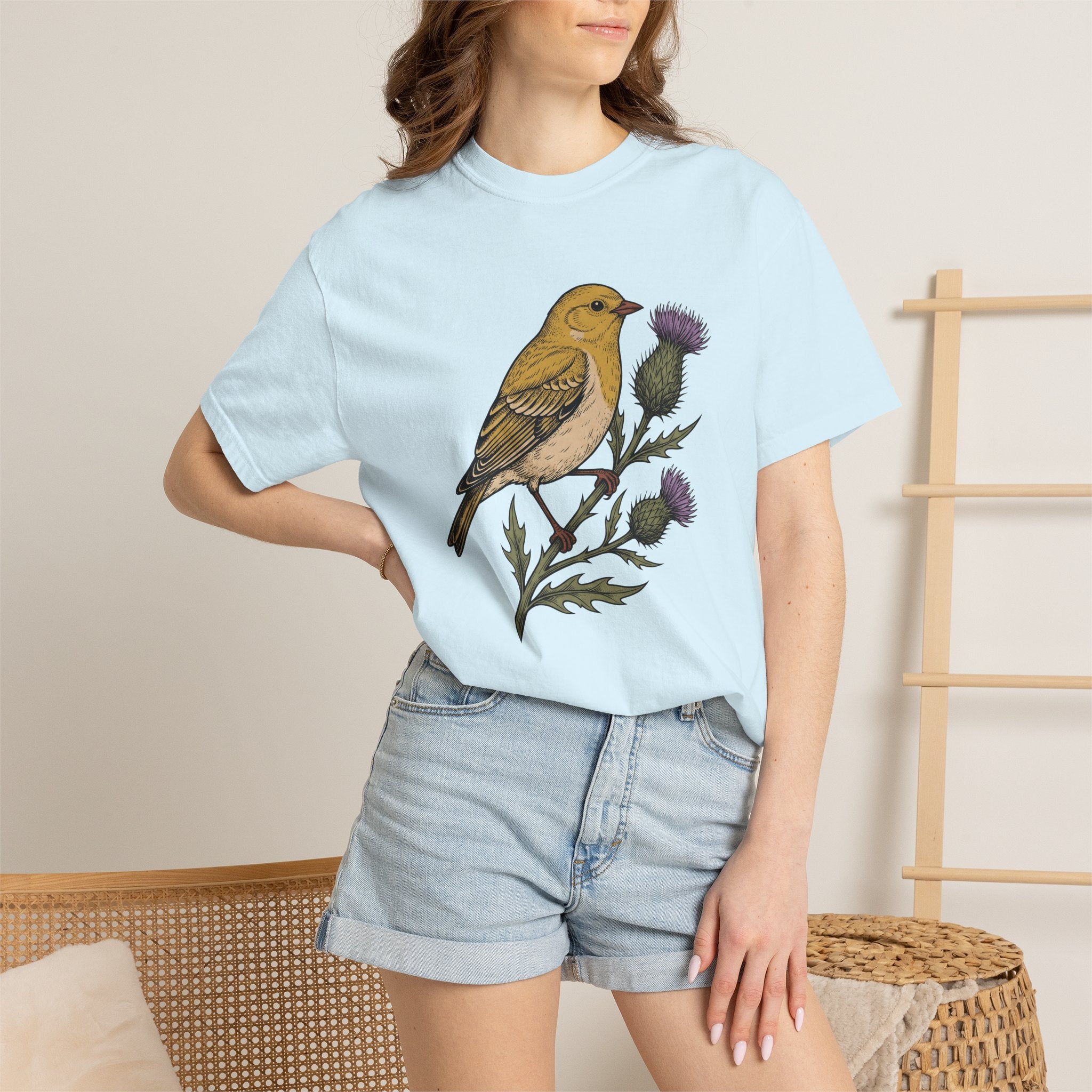Yellow Warbler Shirt Bird Environment Gift Women Greenery Tee Warbler T-Shirt Birdwatcher Fan Botanical Tshirt Eco Graphic Traditional Plant