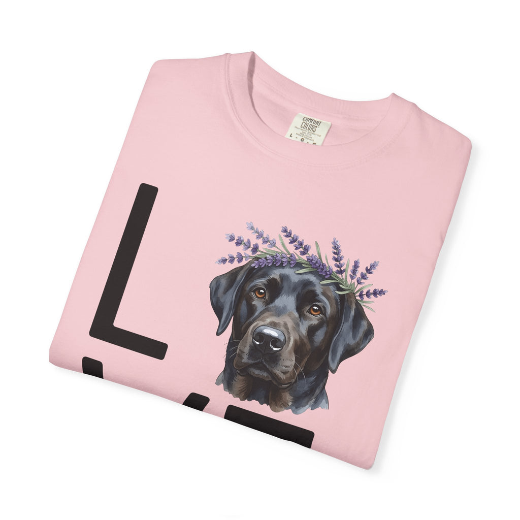 Labrador Dog Shirt Animals & Flowers Canine Gift Women Sketch Tee Retriever T-Shirt Pet Fan Dog Graphic Labrador Line Art Flower Garland
