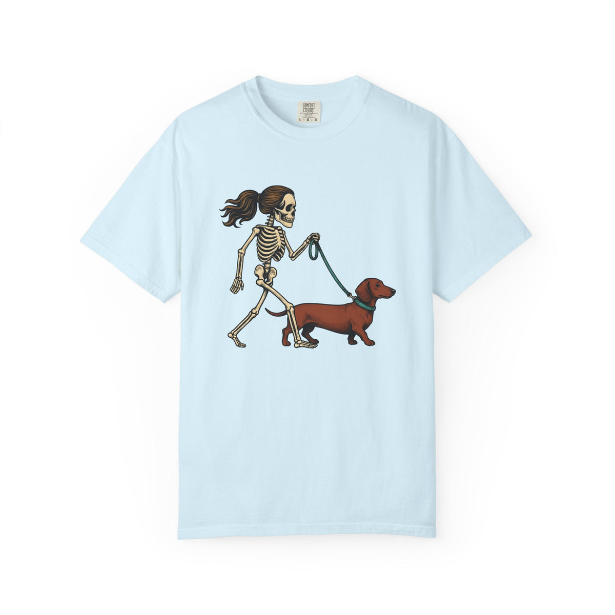 Skeleton Dog Stroll Shirt Halloween Pet Gift Women Comic Tee Dog Walk T-Shirt Halloween Fan Cartoon Tshirt Pet Graphic Retro Dachshund