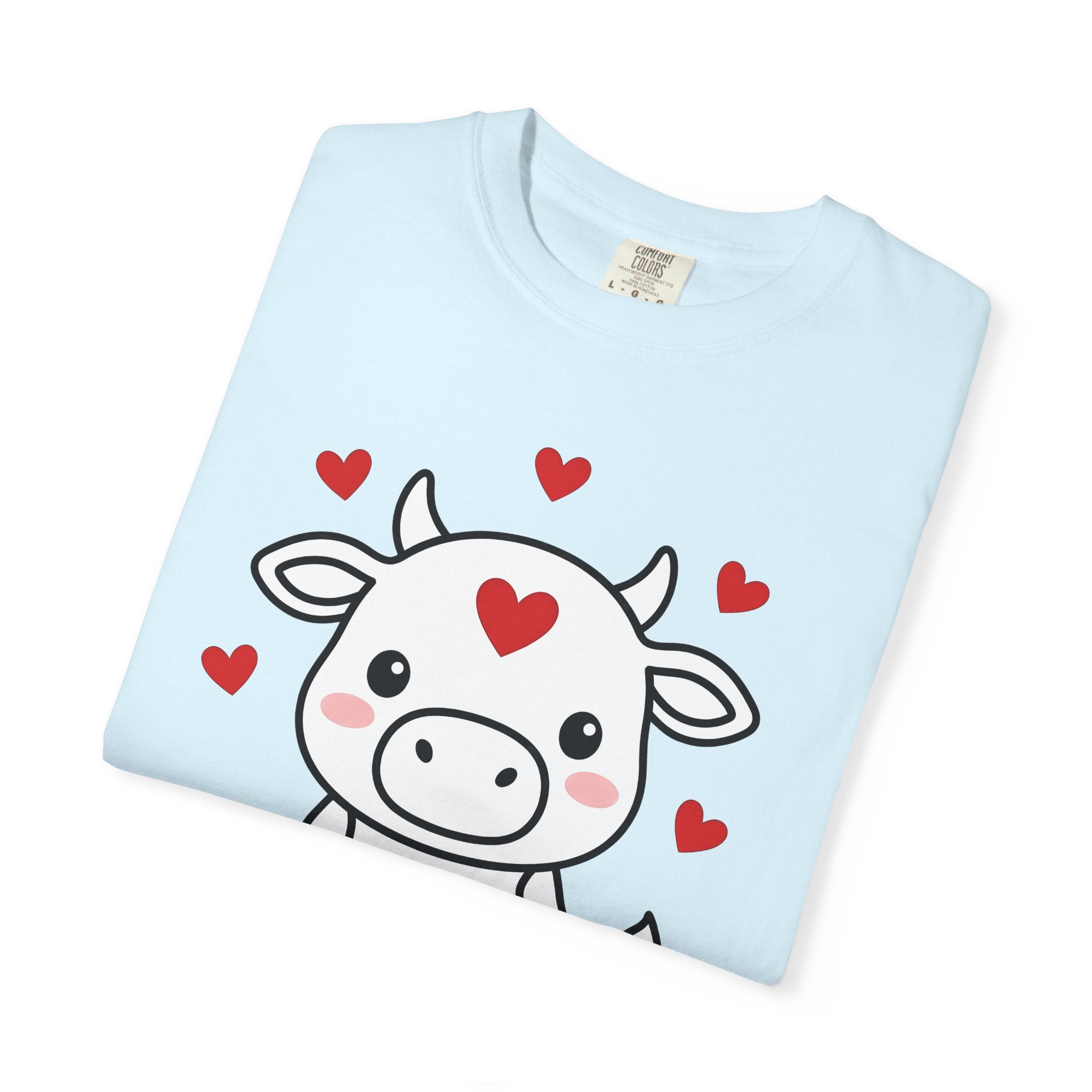 Sweet Cow Shirt St. Valentine's Day Fauna Gift Women Anime Tee Cow T-Shirt Valentine Fan Manga Tshirt Wildlife Graphic Caricature Heart