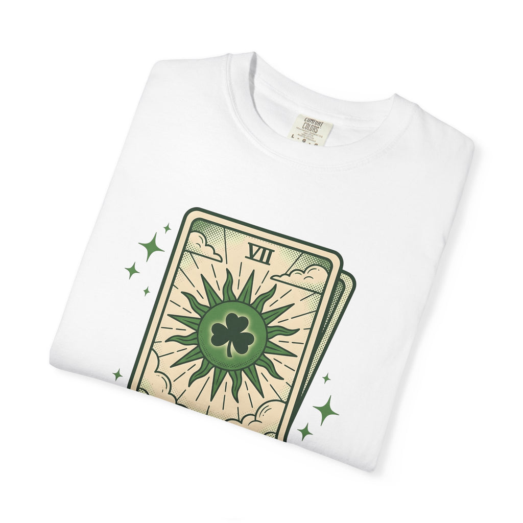 Tarot Card Clover Shirt St. Patrick's Day Luck Gift Women Vintage Tee Shamrock T-Shirt Irish Fan Retro Illustration Fortune Graphic Retro