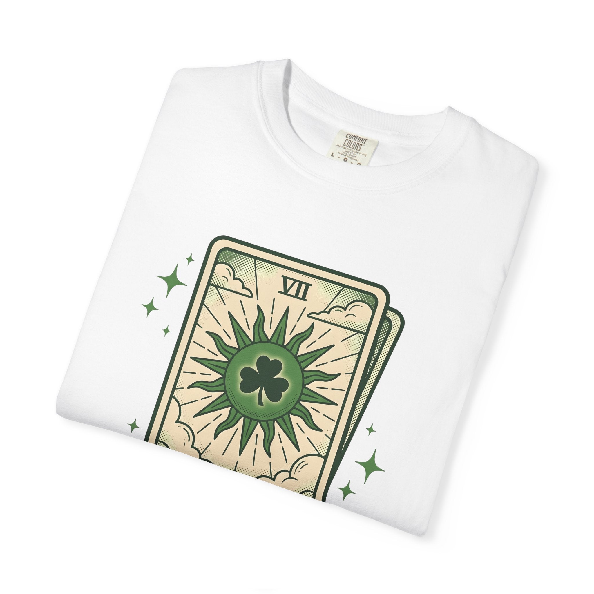 Tarot Card Clover Shirt St. Patrick's Day Luck Gift Women Vintage Tee Shamrock T-Shirt Irish Fan Retro Illustration Fortune Graphic Retro