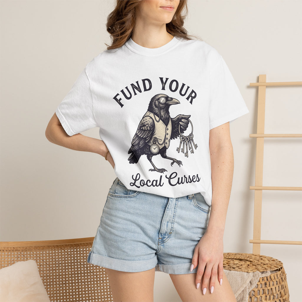 Raven Steam Punk Shirt Halloween Occult Gift Women Old School Tee Crow T-Shirt Horror Fan Gothic Tshirt Mystic Graphic Doodle Vintage Watch