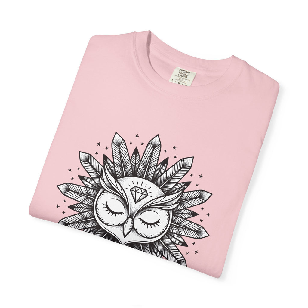 Owl Mandala Shirt Boho Animal Gift Women Boho Tee Owl T-Shirt Hippie Fan Bohemian Tshirt Wildlife Graphic Line Art Feathers Tshirt