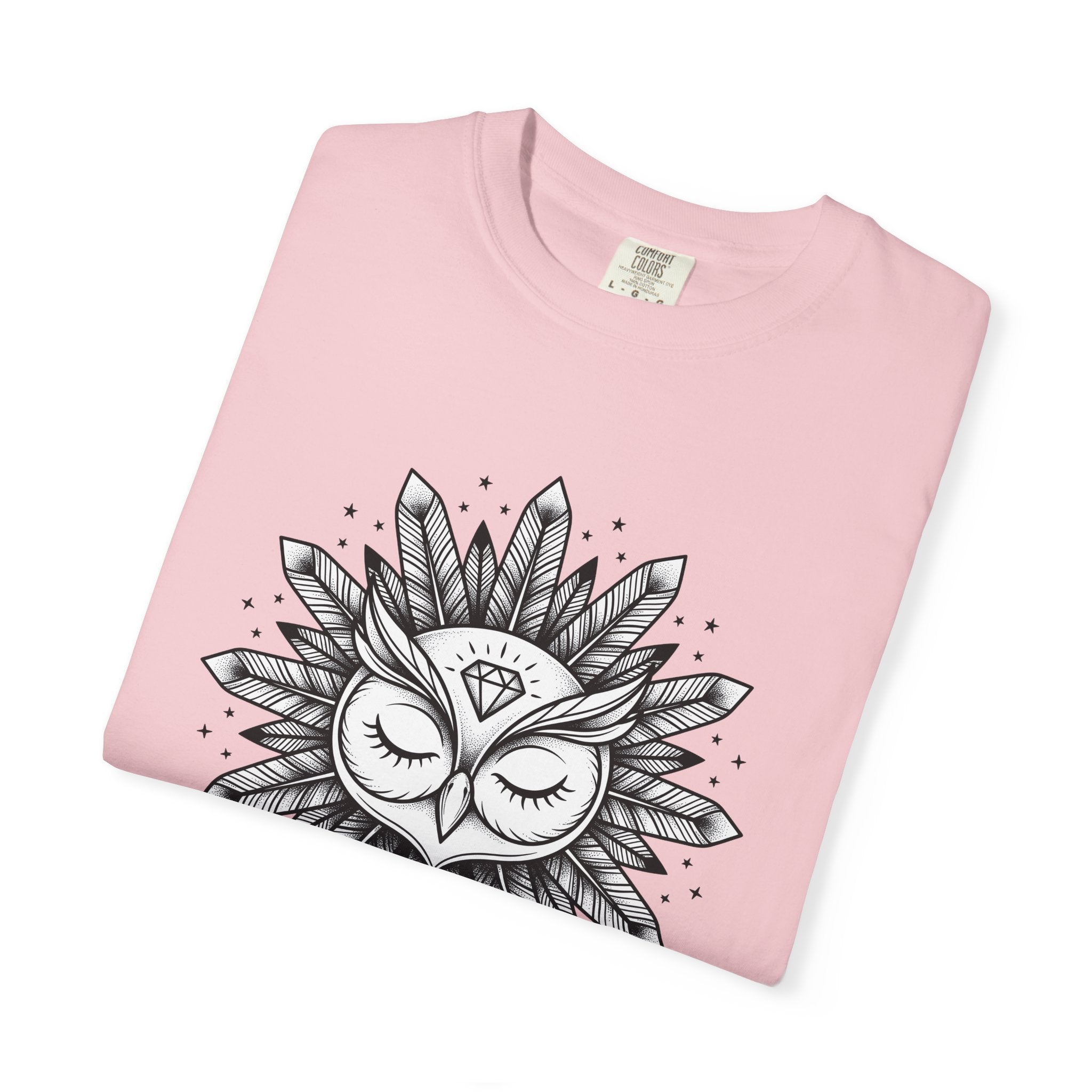 Owl Mandala Shirt Boho Animal Gift Women Boho Tee Owl T-Shirt Hippie Fan Bohemian Tshirt Wildlife Graphic Line Art Feathers Tshirt