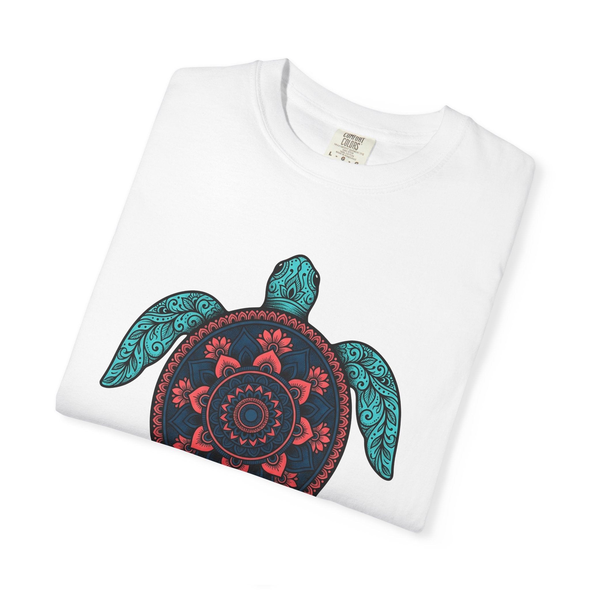 Mandala Turtle Shirt Boho Chic Aquatic Gift Women Gypsy Tee Turtle T-Shirt Bohemian Fan Tribal Tshirt Marine Graphic Outline Bloom Tshirt