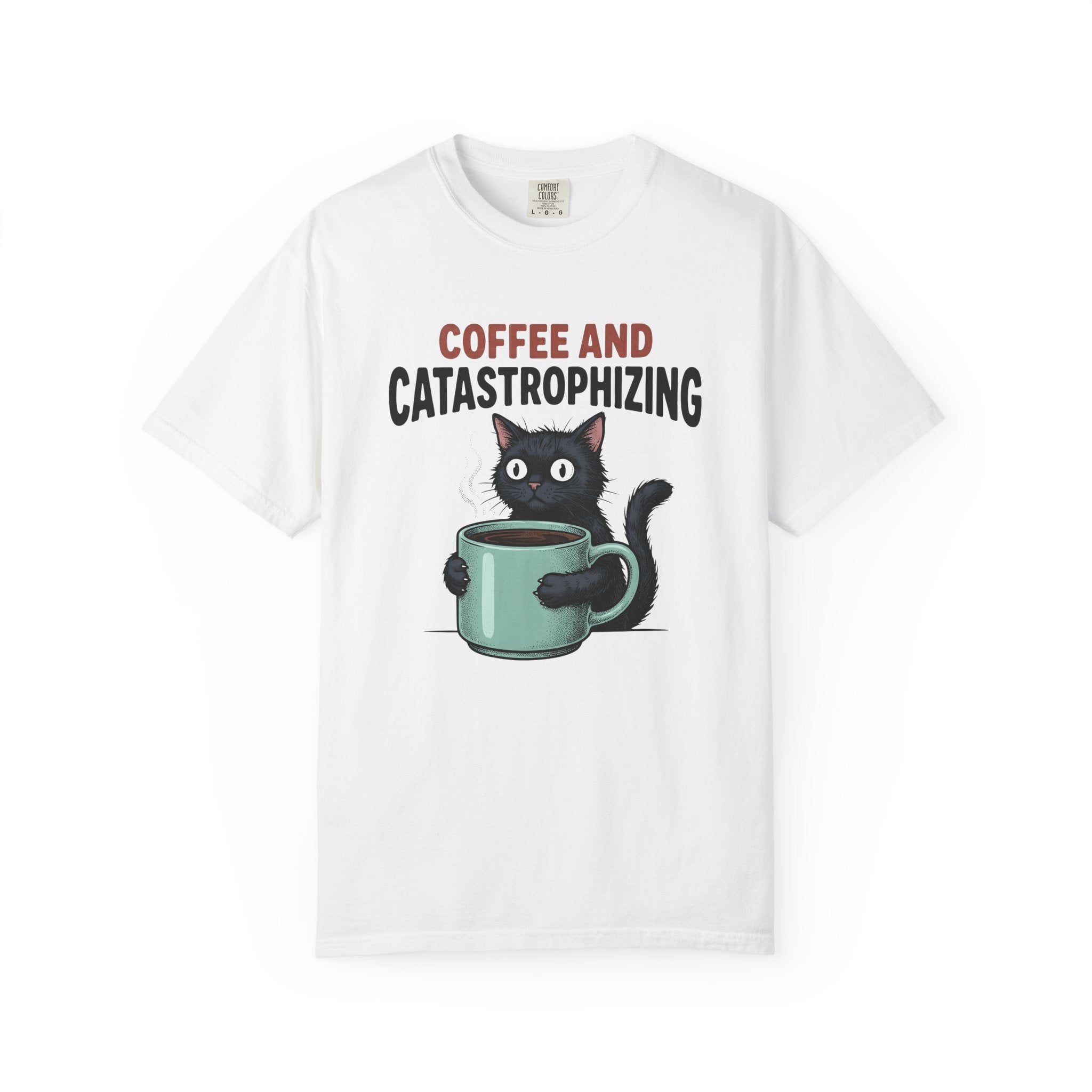Black Cat Coffee Shirt Cat Espresso Gift Women Cartoon Tee Coffee T-Shirt Cat Fan Comic Tshirt Coffee Graphic Retro Coffee Mug Tshirt