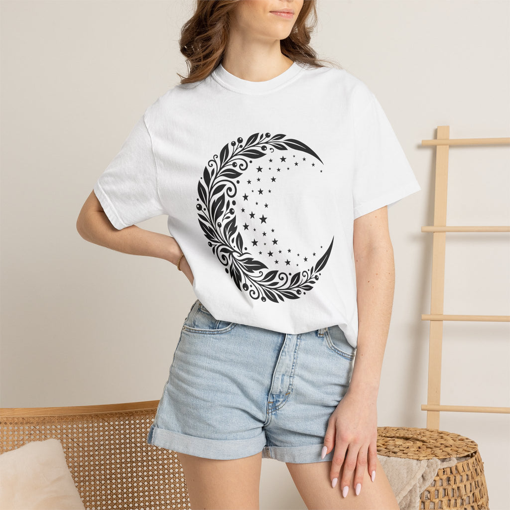 Floral Moon Shirt St. Valentine's Day Celestial Gift Women Boho Tee Moonflower T-Shirt Valentine Fan Bohemian Tshirt Galaxy Graphic