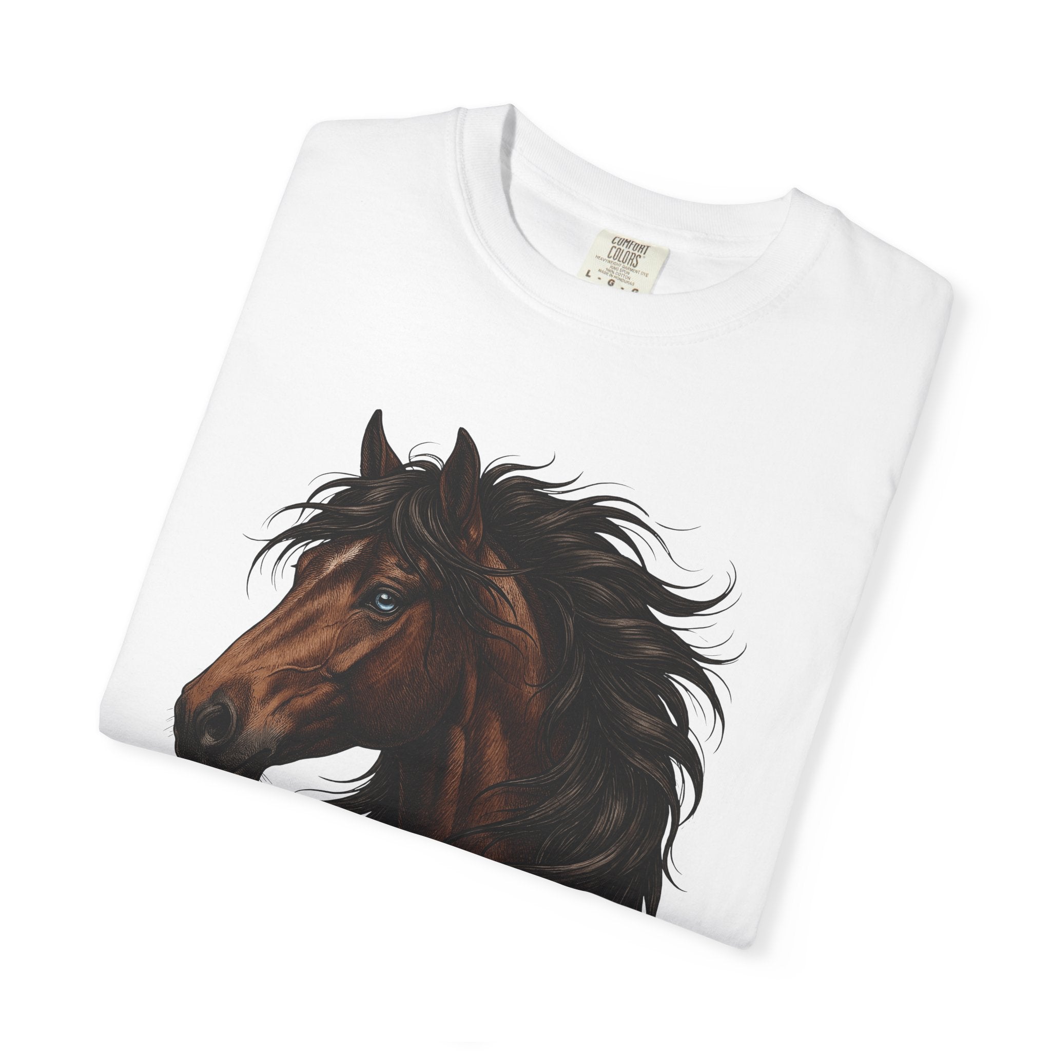 Horse Head Shirt Animals Horseback Gift Women Lifelike Tee Stallion T-Shirt Wildlife Fan Equine Graphic Tshirt Antique Long Hair Tshirt