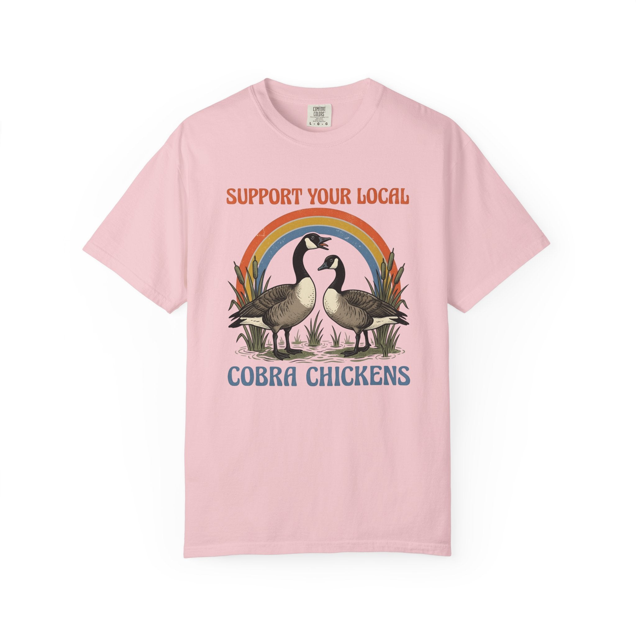 Canada Geese Shirt Funny Wildlife Gift Women Retro Tee Goose T-Shirt Humor Fan Vintage Tshirt Animal Graphic Hand Drawn Rainbow Tshirt
