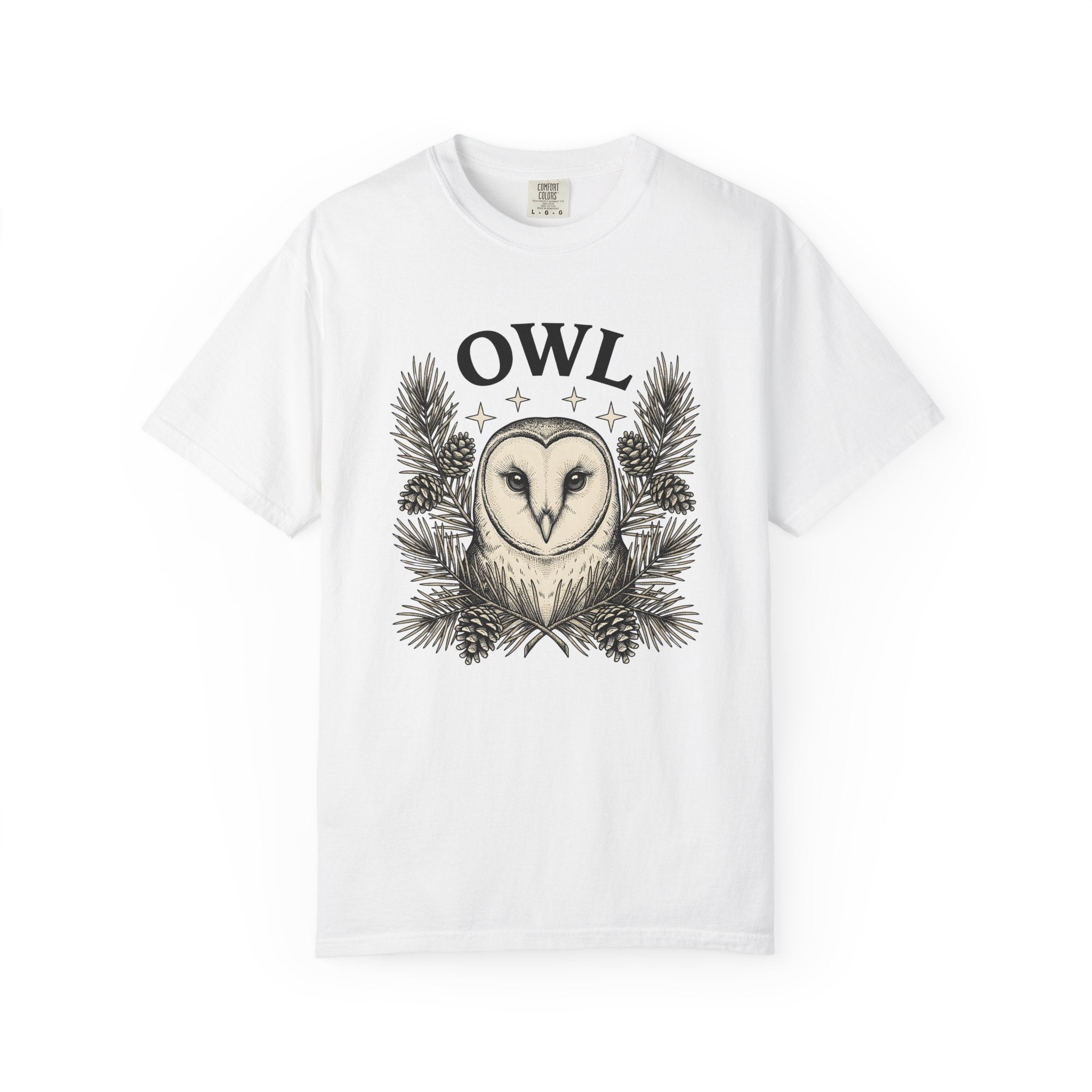 Barn Owl Shirt Cottagecore Nature Gift Women Antique Tee Owl T-Shirt Rustic Fan Vintage Tshirt Wilderness Graphic Doodle Pinecone Tshirt