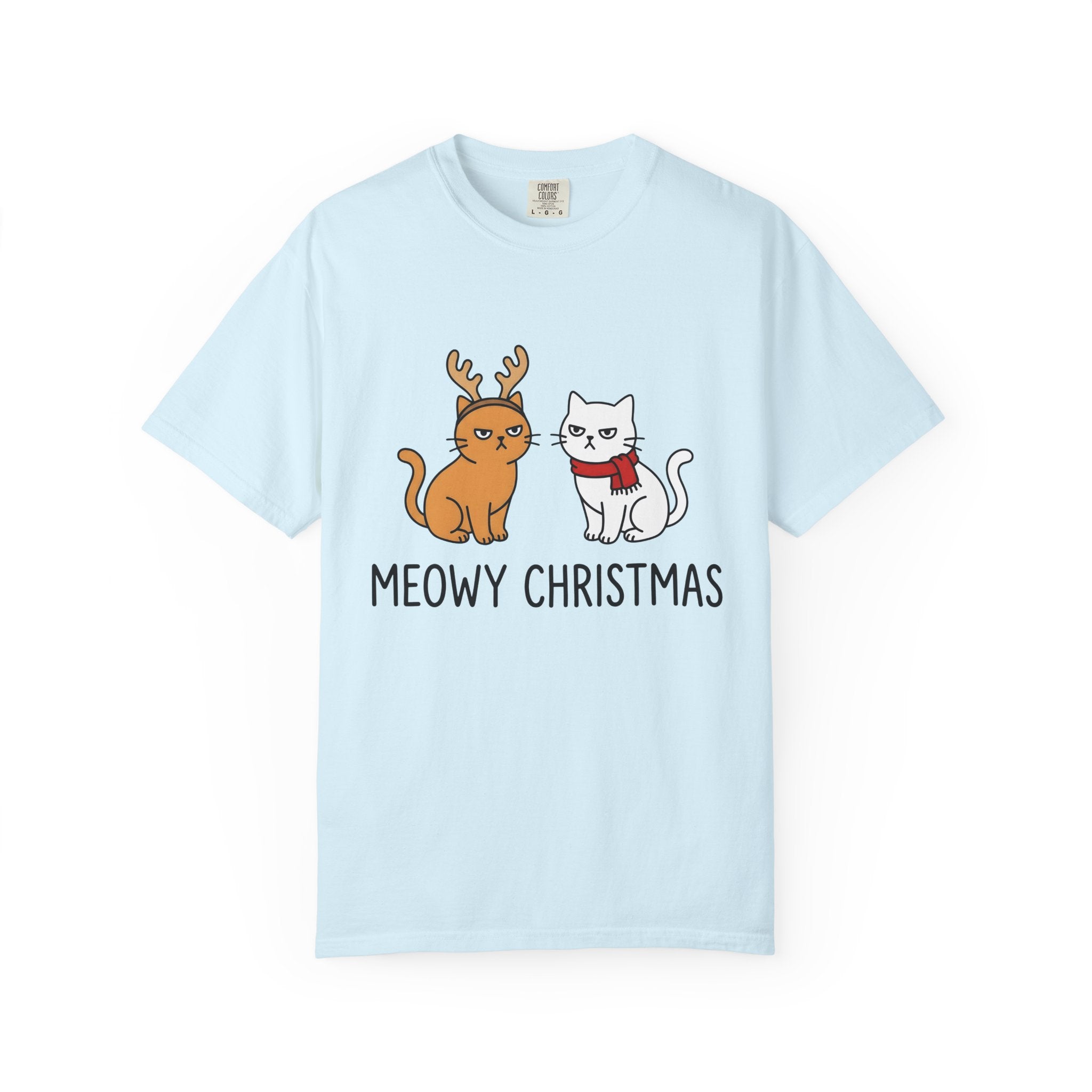 Cat Couple Shirt Christmas Animals Gift Women Comic Tee Kitty Couple T-Shirt Xmas Fan Feline Tshirt Cartoon Graphic Illustration Simple