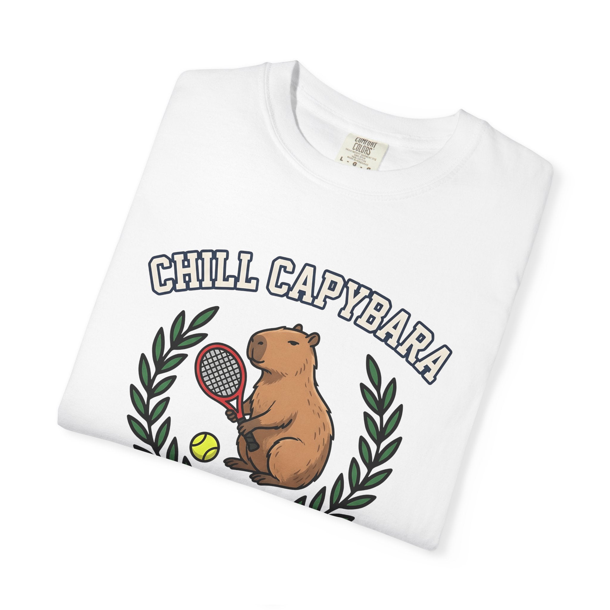 Capybara Tennis Shirt Sports Fauna Gift Women Illustration Tee Rodent T-Shirt Athlete Fan Wildlife Graphic Tshirt Sketch Garland Tshirt