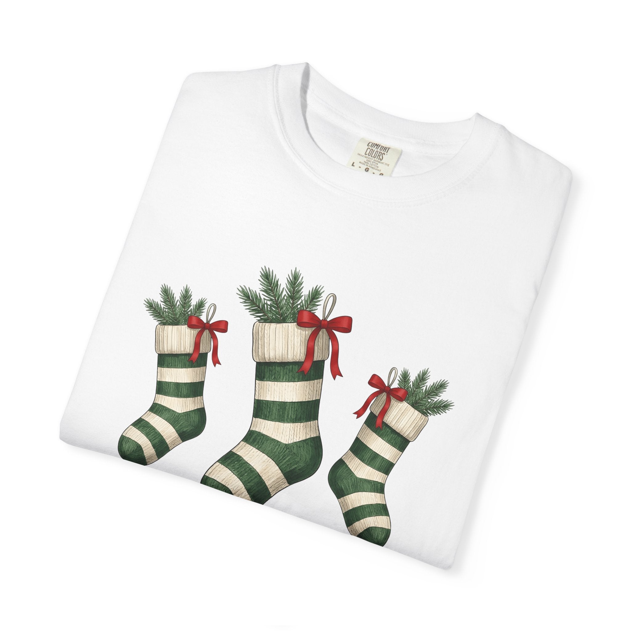Xmas Stockings Shirt Christmas Celebration Gift Women Watercolor Tee Christmas Stockings T-Shirt Christmas Fan Watercolour Tshirt Party