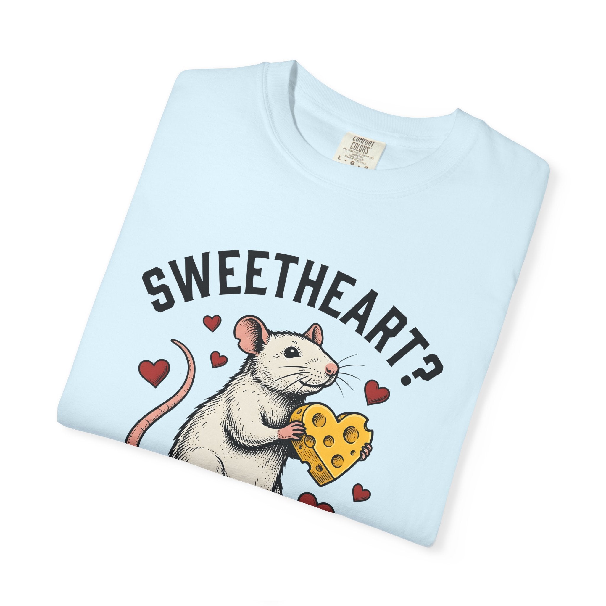 Rat Cheese Shirt Valentine's Day Animal Gift Women Vintage Tee Cheese T-Shirt Valentine Fan Retro Tshirt Creature Graphic Hand Drawn Hearts