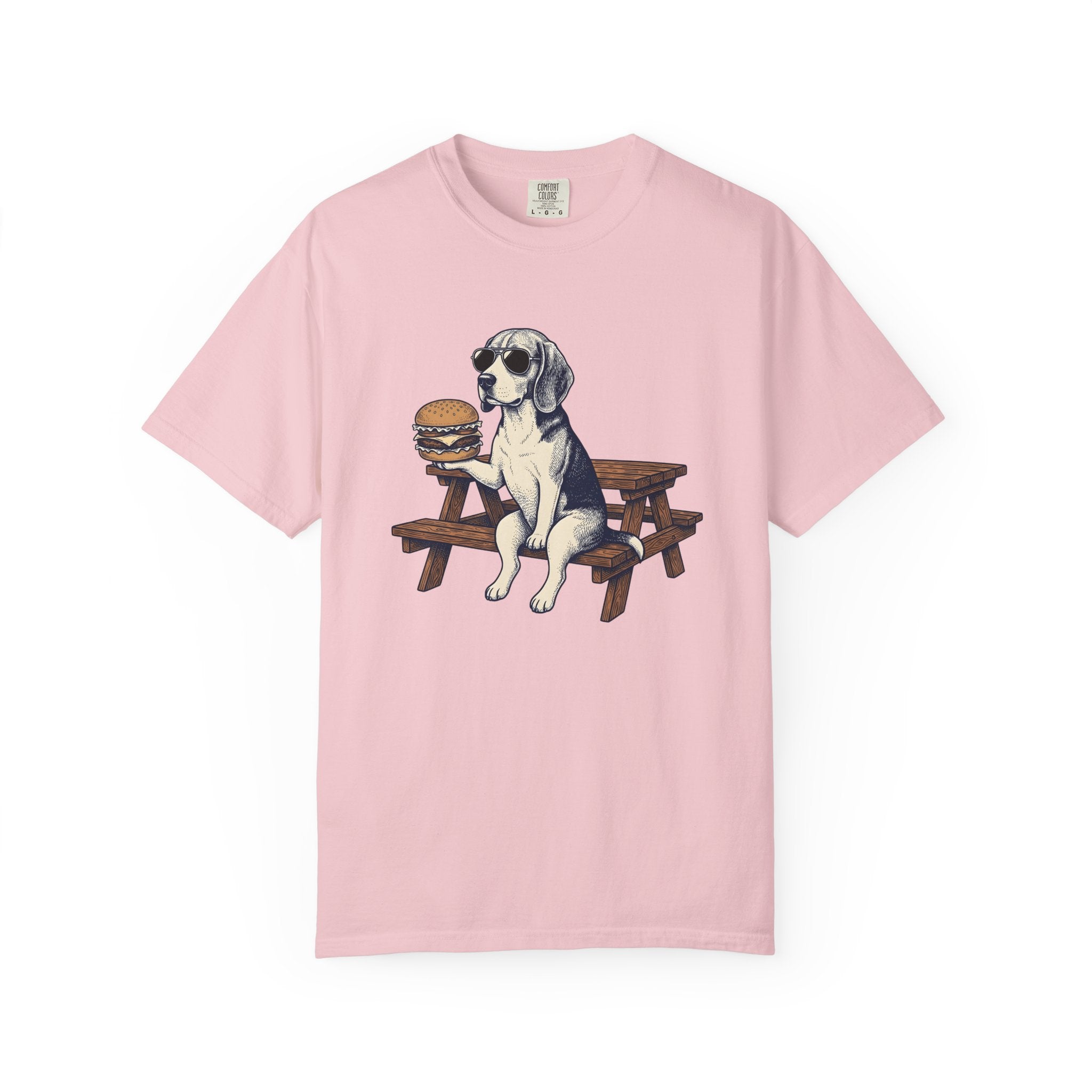 Beagle Dog Shirt Dog Food Gift Women Vintage Tee Hound T-Shirt Dog Fan Retro Tshirt Cuisine Graphic Hand Drawn Hamburger Tshirt