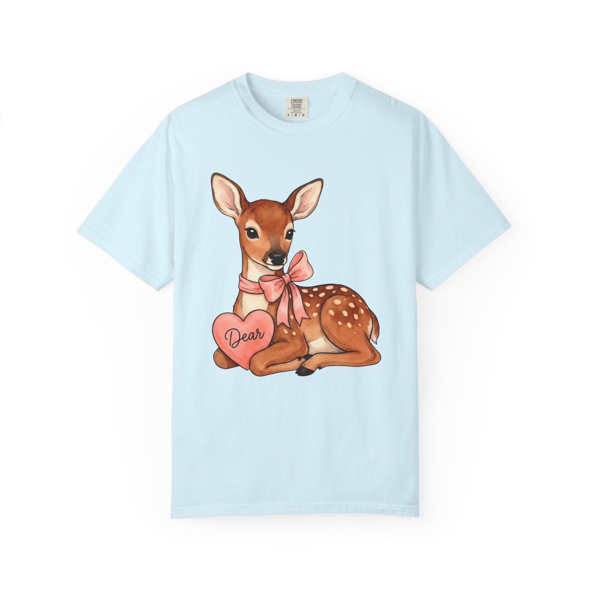 Baby Deer Shirt Animals Romantic Gift Women Watercolor Tee Fawn T-Shirt Wildlife Fan Watercolour Tshirt Lovely Graphic Hand Drawn Heart