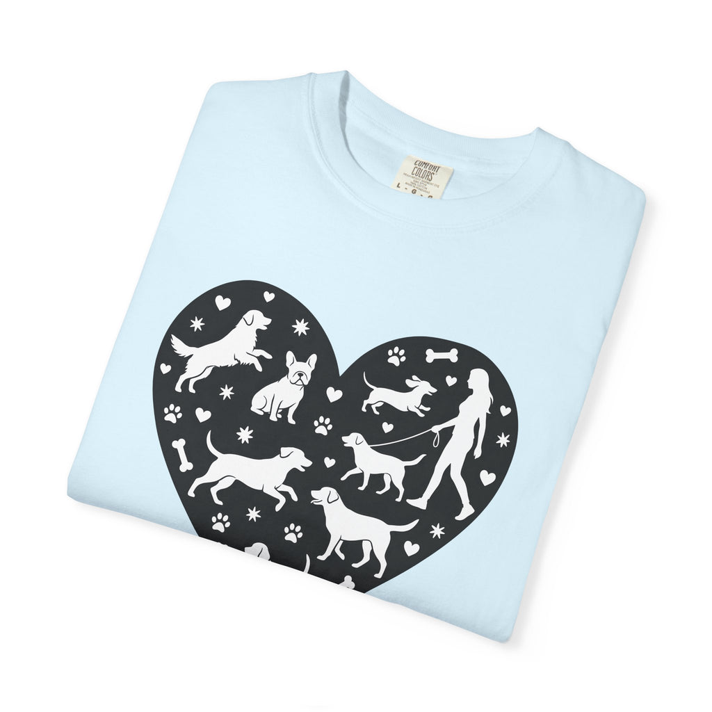 Dog Heart Shirt Dog Mom Pet Gift Women Silhouette Tee Canine T-Shirt Dog Mom Fan Outline Tshirt Animal Graphic Minimalist Paw Print Tshirt