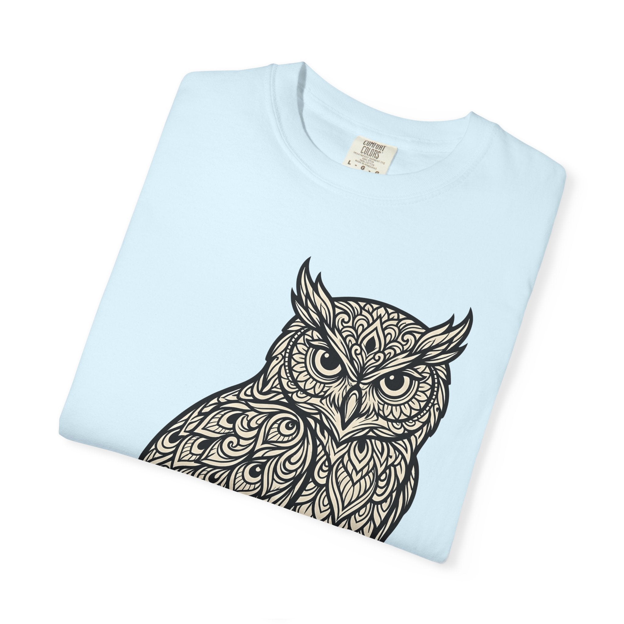 Owl Design Shirt Animals Wildlife Gift Women Bohemian Tee Owl T-Shirt Creature Fan Wildlife Graphic Tshirt Sketch Lace Pattern Tshirt