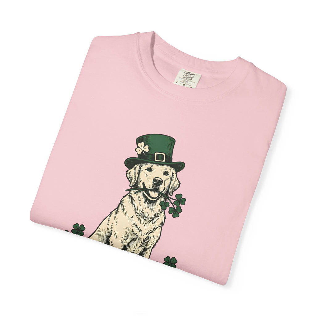 Golden Retriever Shirt St Patrick's Day Dog Gift Women Vintage Tee Retriever T-Shirt Luck Fan Retro Tshirt Dog Graphic Hand Drawn Shamrock