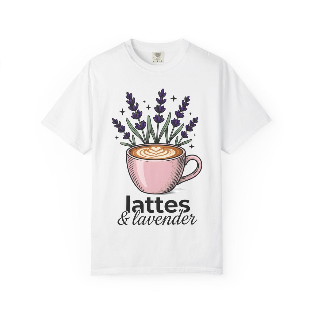 Espresso Cup Shirt Coffee Petals Gift Women Cartoon Tee Coffee Mug T-Shirt Coffee Fan Cartoony Tshirt Floral Graphic Hand Drawn Lavender
