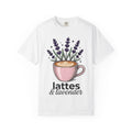 Espresso Cup Shirt Coffee Petals Gift Women Cartoon Tee Coffee Mug T-Shirt Coffee Fan Cartoony Tshirt Floral Graphic Hand Drawn Lavender