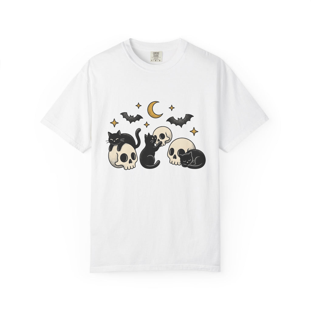 Black Cats Shirt Cat Halloween Gift Women Tattoo Style Tee Kitties T-Shirt Cat Fan Traditional Tshirt Spooky Graphic Vintage Skull Tshirt