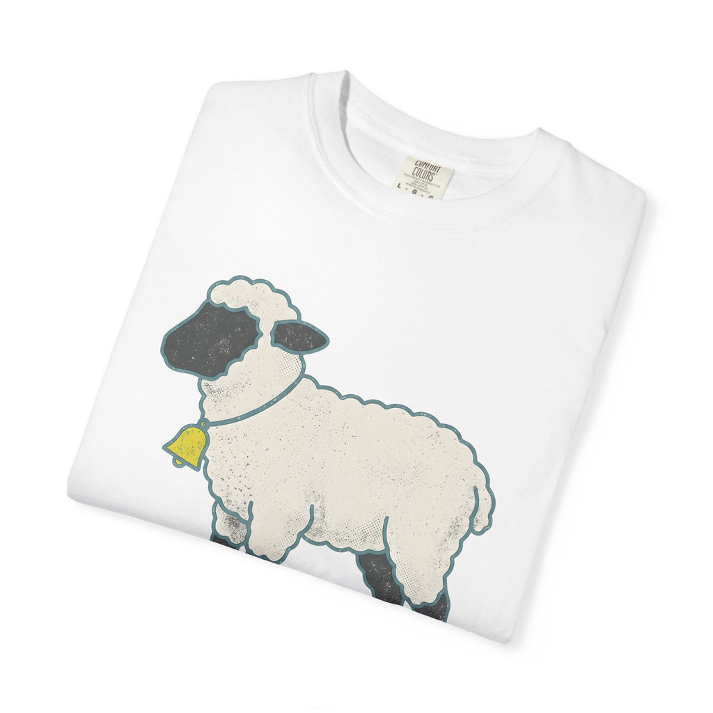 Lamb Shirt Easter Critter Gift Women Line Art Tee Sheep T-Shirt Spring Fan Illustration Graphic Tshirt Cartoon Bell Charm Tshirt