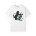 Black Feline Shirt Cat Occult Gift Women Neo Traditional Tee Cat T-Shirt Cat Fan Faux Tshirt Mystic Graphic Old School Poison Vial Tshirt