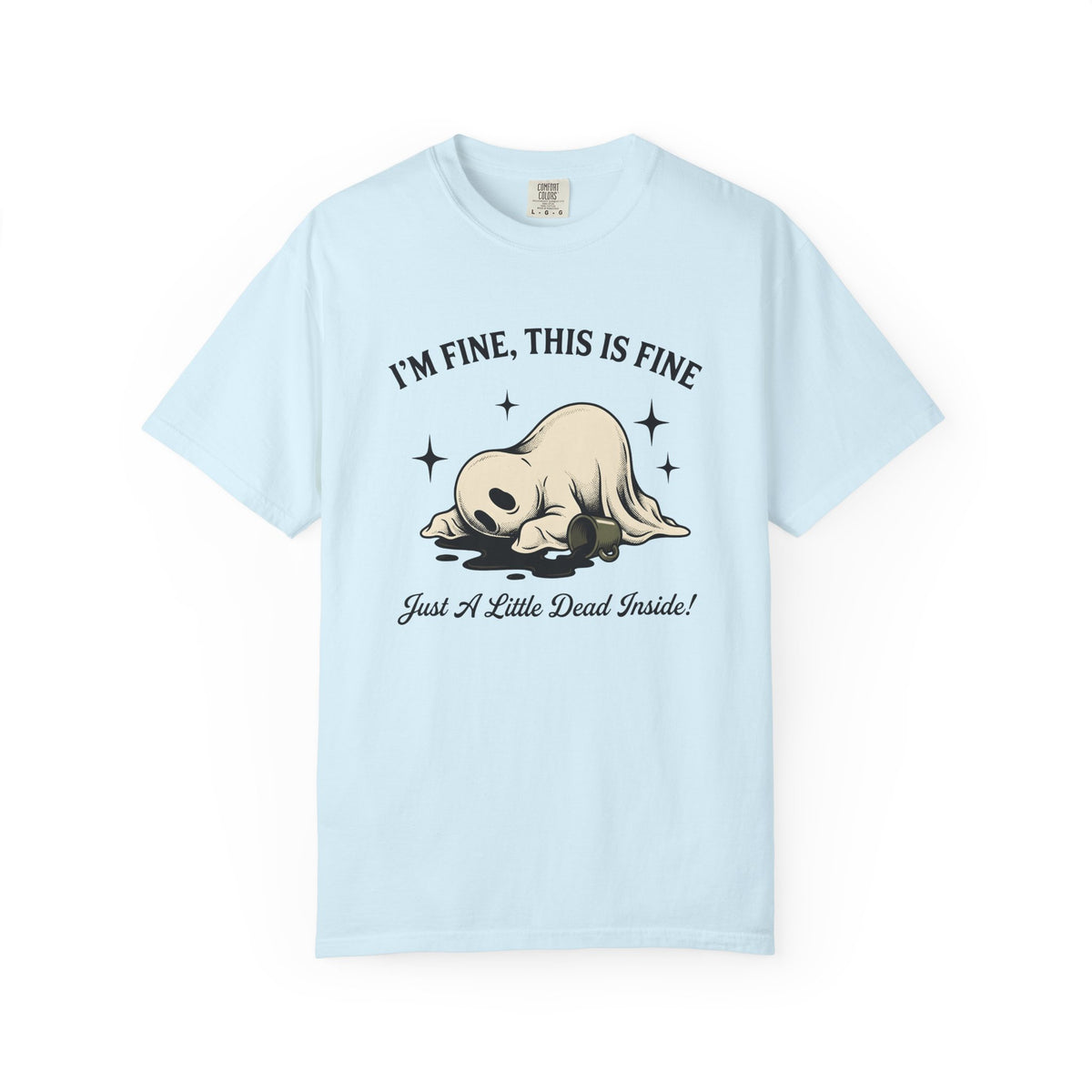 Haunted Coffee Hand-Drawn T-Shirt – Funny Halloween Caffeine Humor, Unisex Graphic Tee