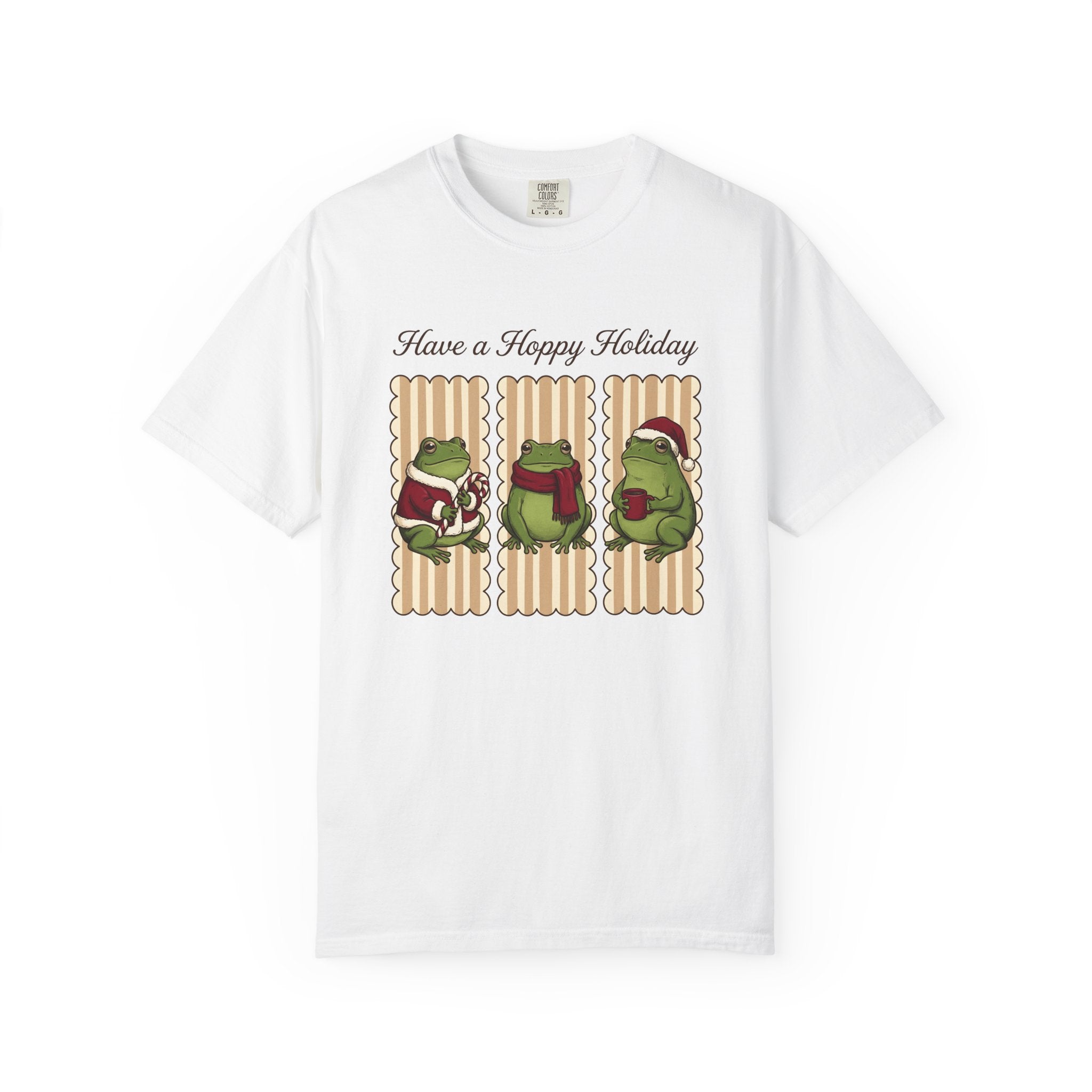 Frog Xmas Illustration Shirt Christmas Pets Gift Women Funny Tee Toad T-Shirt Xmas Fan Humorous Tshirt Animal Graphic Cartoon Santa Cap