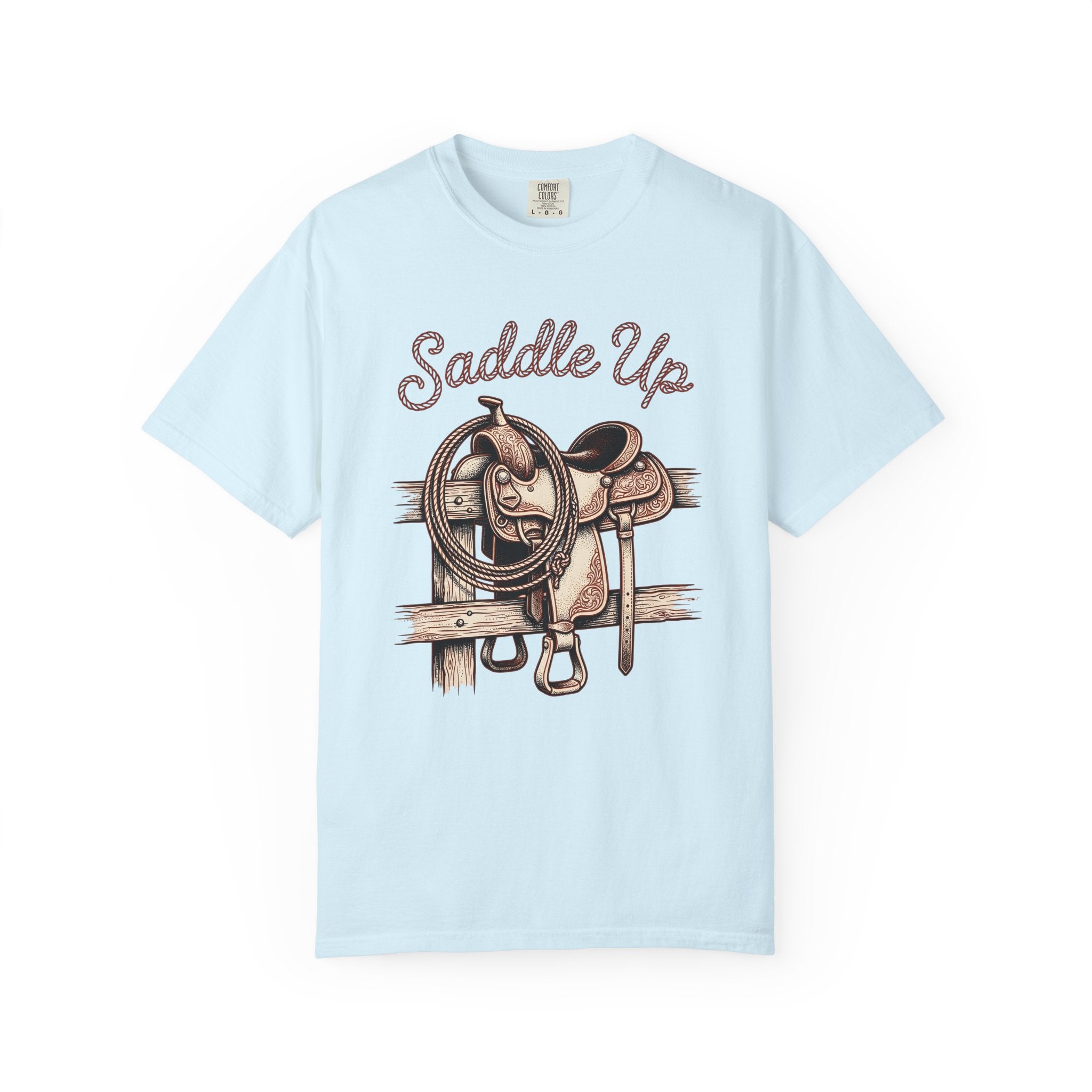 Cowboy Saddle Shirt Cowgirl Country Gift Women Rustic Tee Western Saddle T-Shirt Cowboy Fan Western Tshirt Country Graphic Sketch Rope