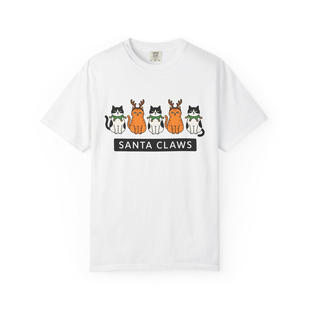 Holiday Cats Shirt Christmas Animal Gift Women Comic Tee Kitty Cat T-Shirt Xmas Fan Feline Graphic Tshirt Simple Antler Headband Tshirt