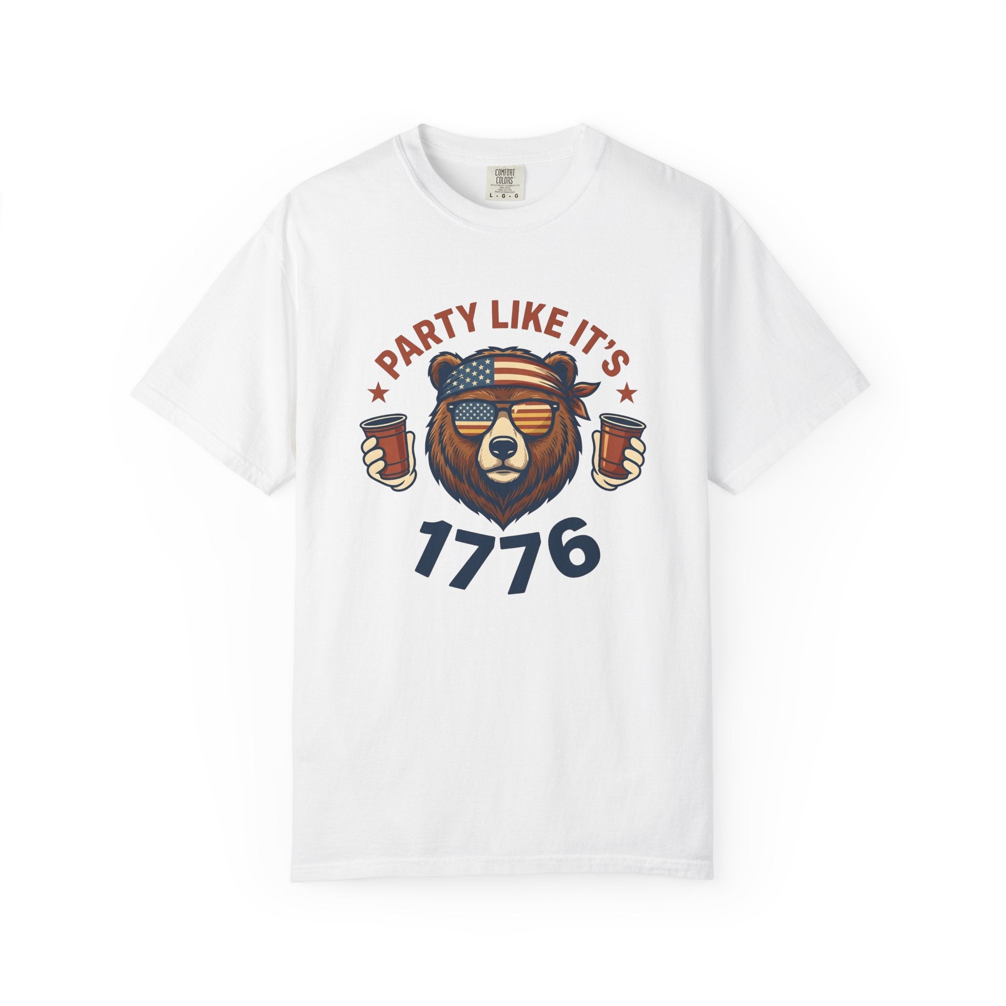 Bear Sunglasses Shirt America Patriotic Gift Women Vintage Tee Teddy T-Shirt Independence Fan Distressed Graphic Retro American Flag Tshirt
