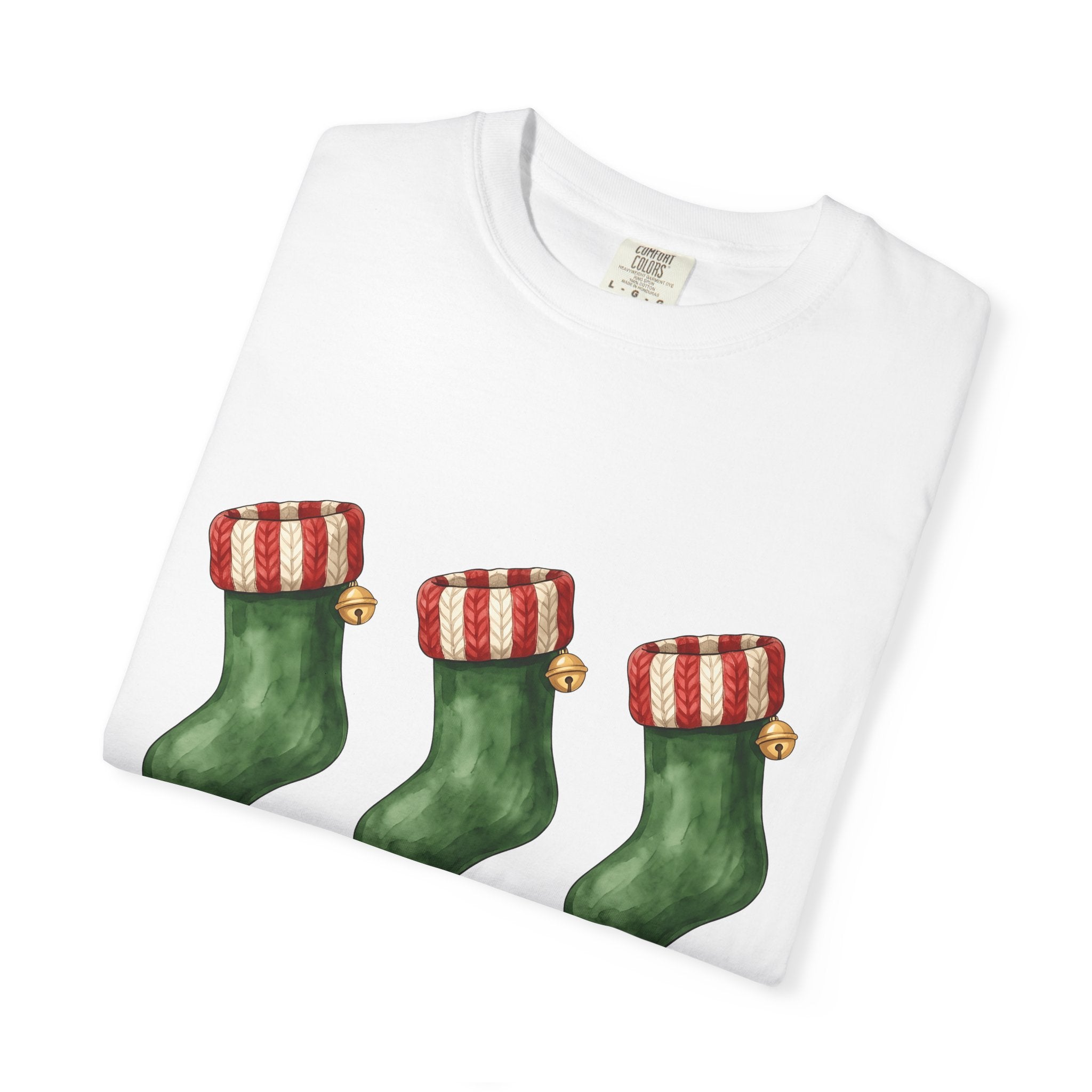 Holiday Stocking Shirt Christmas Winter Gift Women Painted Tee Stocking T-Shirt Xmas Fan Handpainted Tshirt Frosty Graphic Ink Drawing