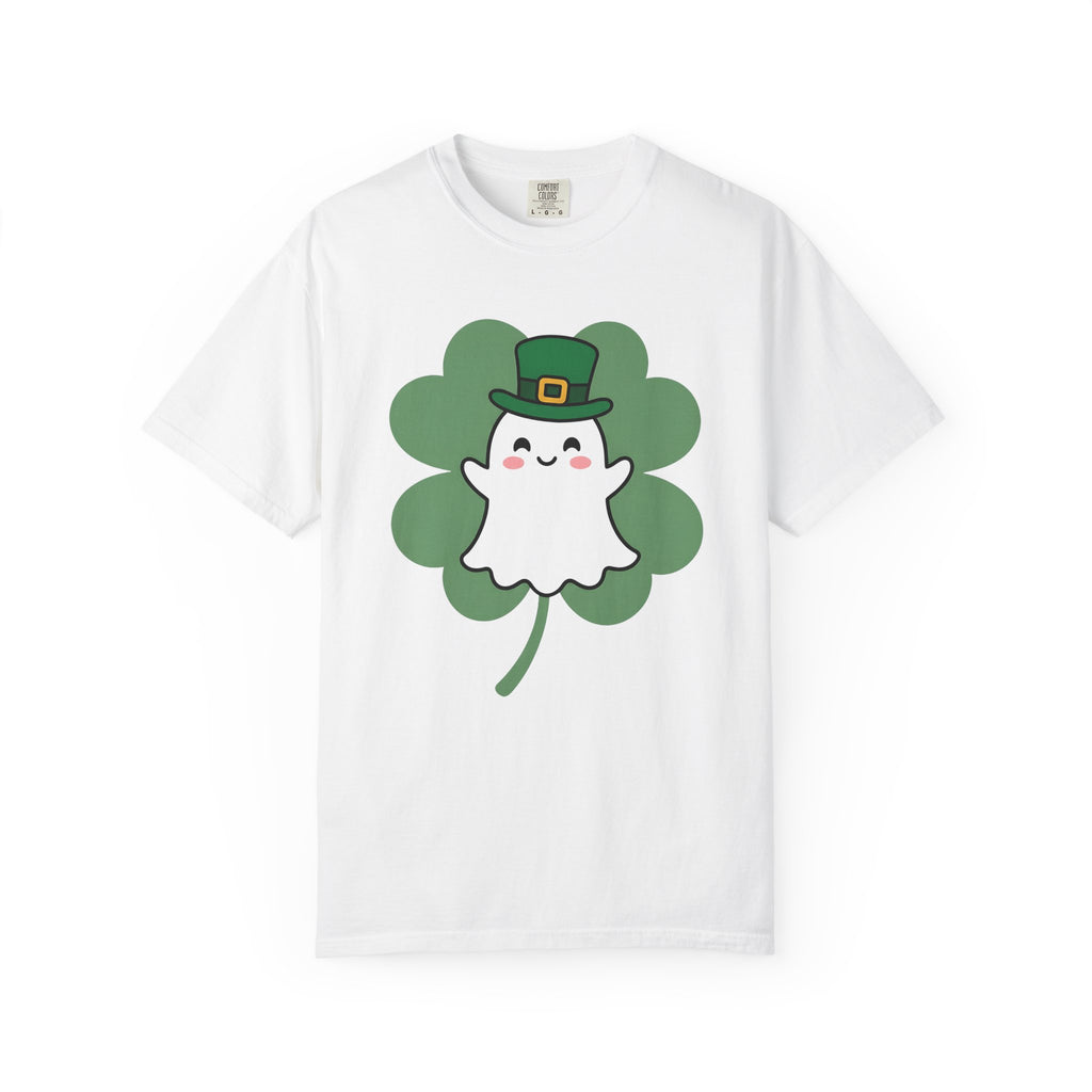 Ghost Clover Shirt St Patrick's Day Halloween Gift Women Kawaii Tee Shamrock T-Shirt Luck Fan Cute Tshirt Spooky Graphic Cartoon Leprechaun