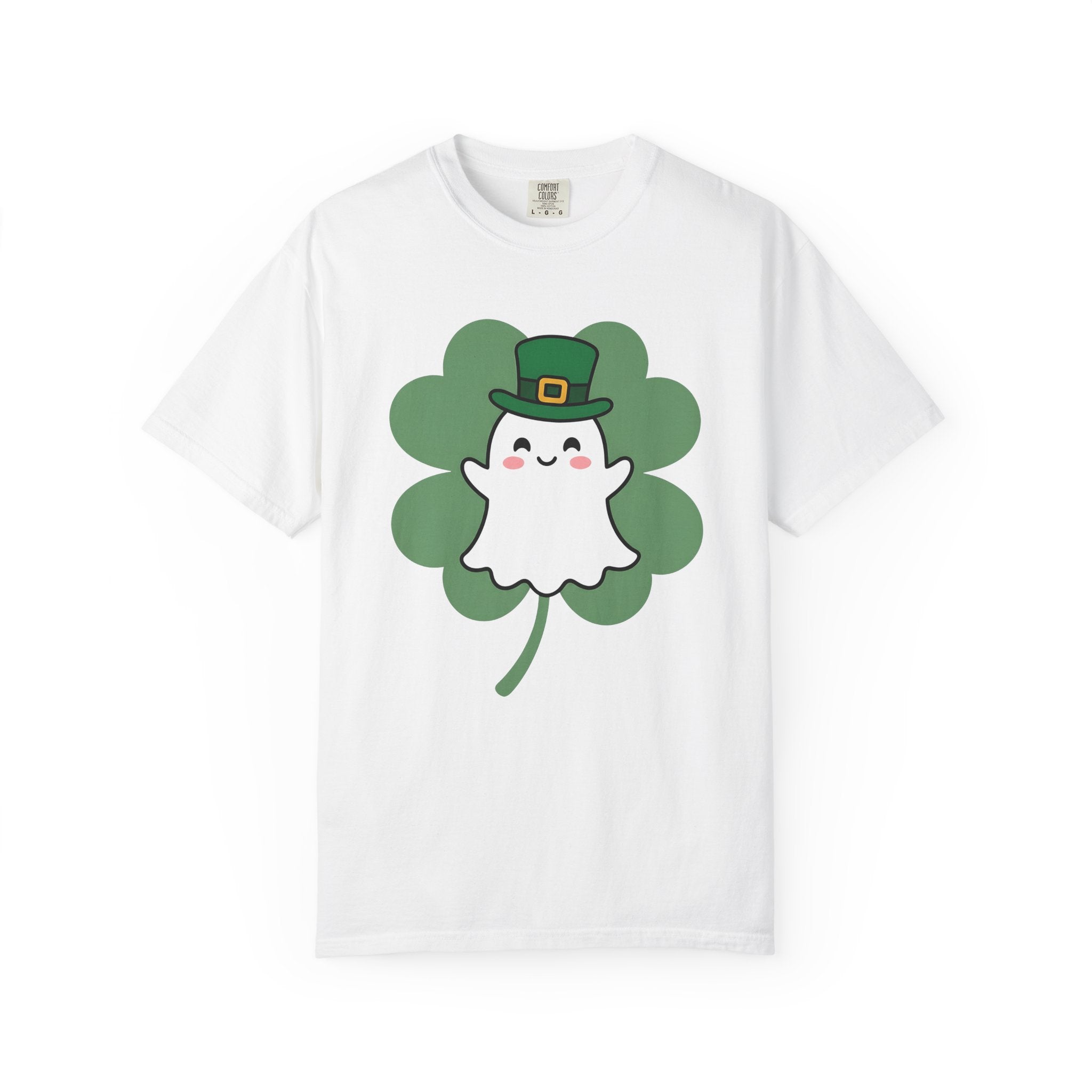 Ghost Clover Shirt St Patrick's Day Halloween Gift Women Kawaii Tee Shamrock T-Shirt Luck Fan Cute Tshirt Spooky Graphic Cartoon Leprechaun