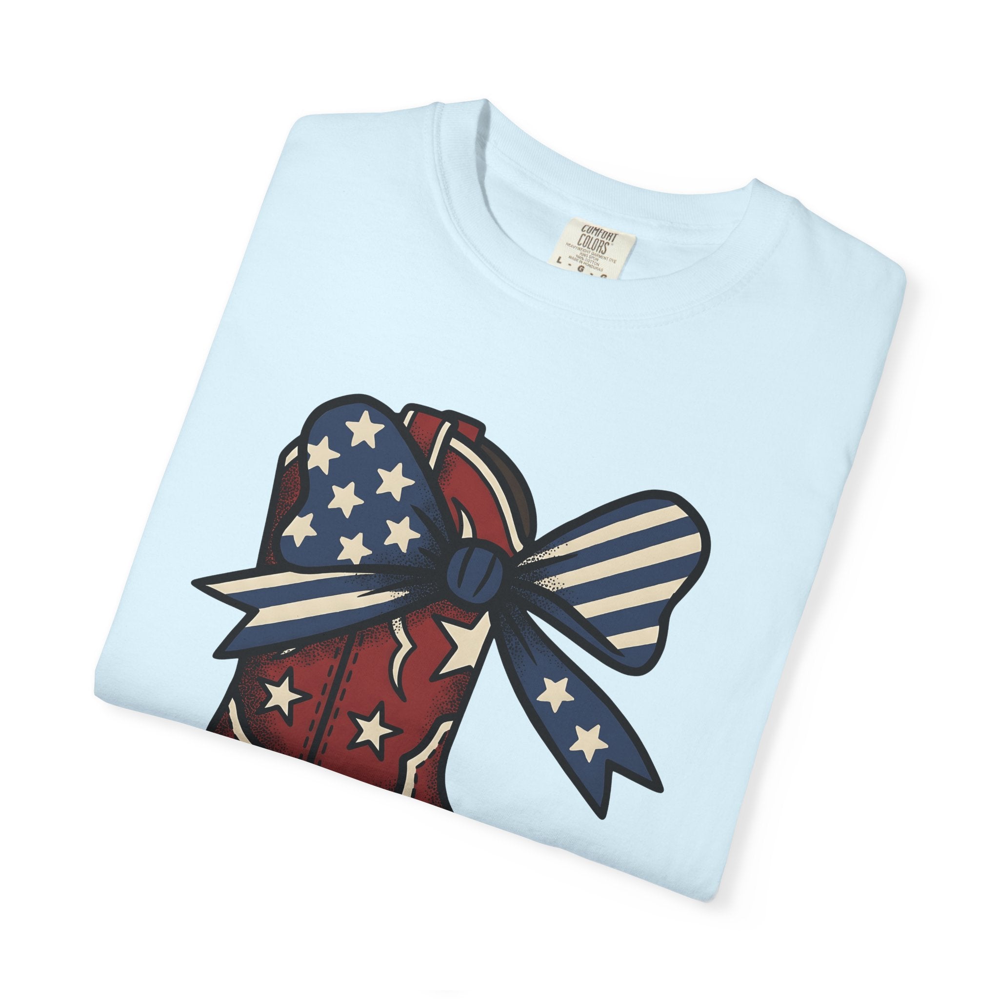 Western Boot Shirt America Cowboy Gift Women Rustic Tee Boot T-Shirt American Fan Cowboy Graphic Vintage Tshirt Old School Flag Ribbon
