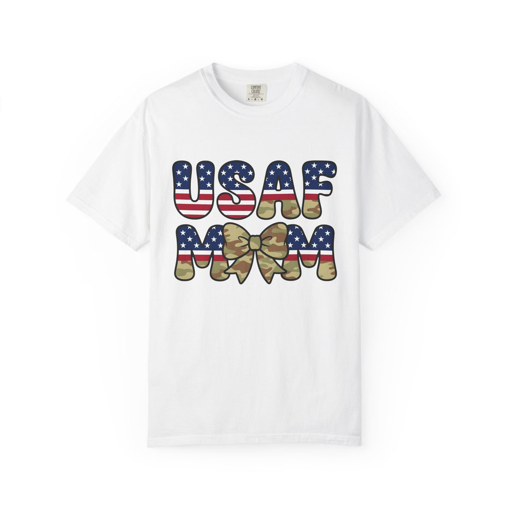 Camo Hair Bow Shirt Military Mom Freedom Gift Women Thick Tee Hair Bow T-Shirt Military Wife Fan Bold Tshirt Liberty Graphic Old School