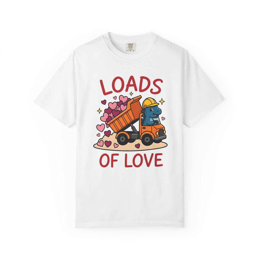 Dinosaur Dump Truck Shirt St. Valentine's Day Twosome Gift Women Line Art Tee Dinosaur Truck T-Shirt Valentines Fan Drawing Graphic Tshirt