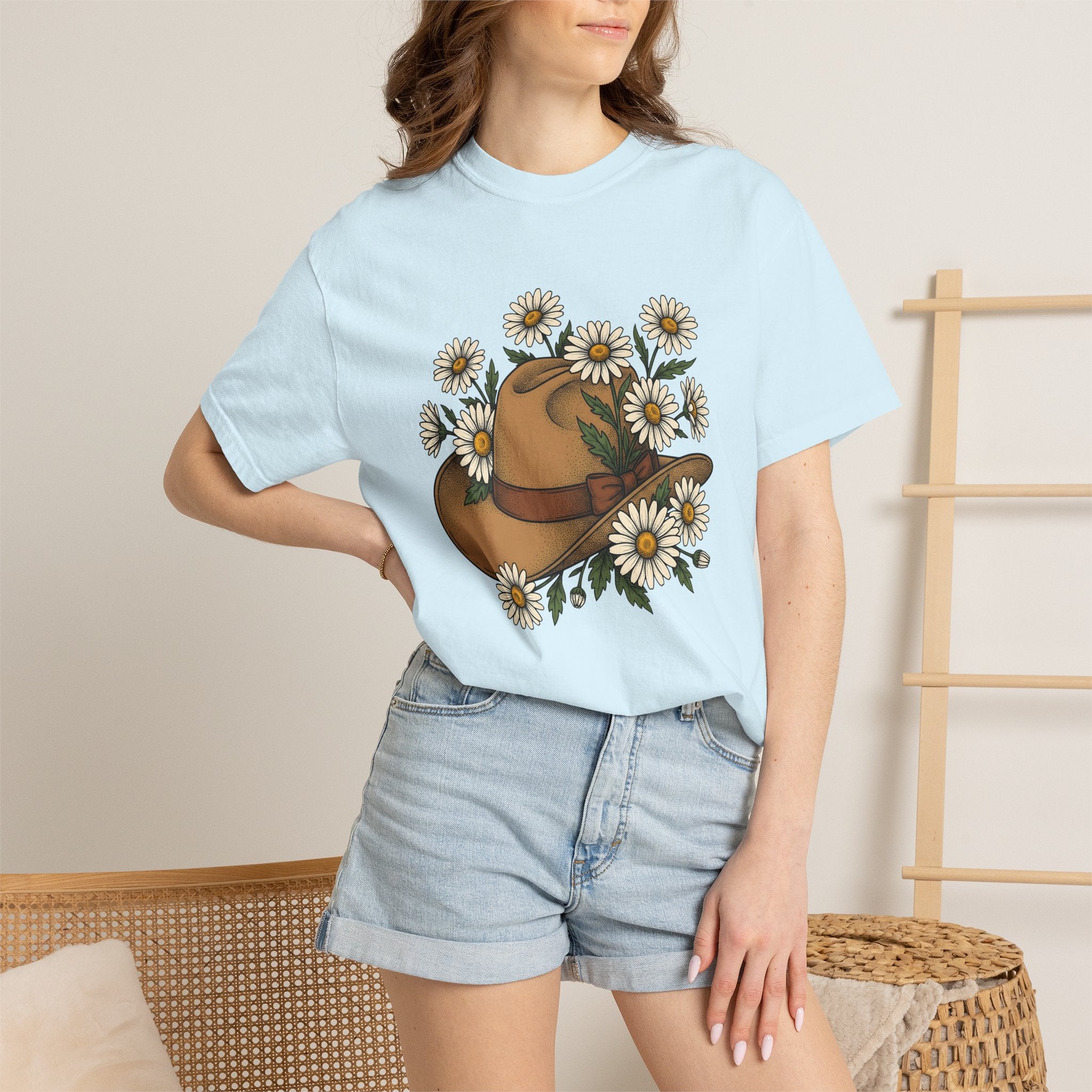 Cowboy Hat Shirt Cowgirl Flower Gift Women Folk Tee Stetson T-Shirt Rodeo Fan Country Tshirt Floral Graphic Antique Blossom Tshirt