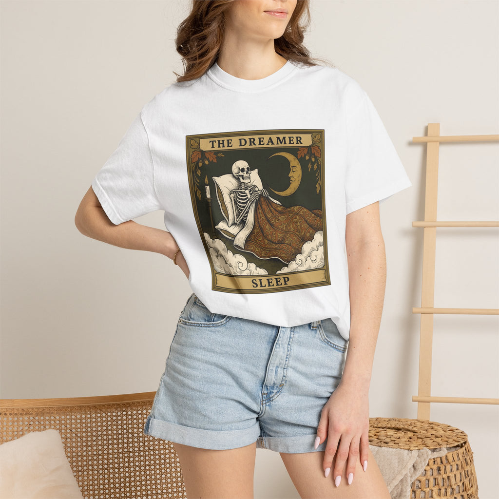 Skeleton Bed Shirt Boho Chic Gothic Gift Women Vintage Tee Bedframe T-Shirt Bohemian Fan Retro Tshirt Dark Graphic Boho Crescent Moon Tshirt