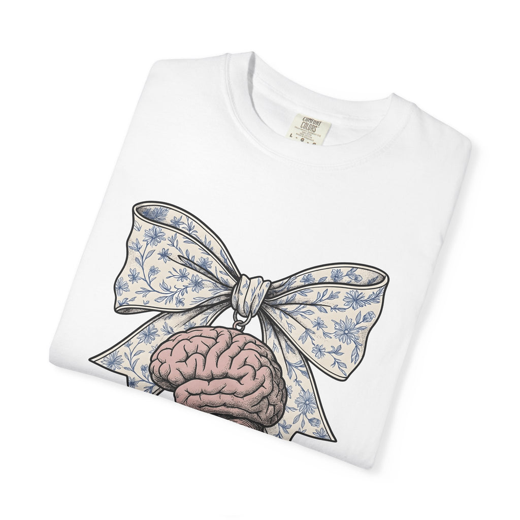 Neurological Bow Shirt Nurses Anatomy Gift Women Classic Tee Brain T-Shirt Nurse Enthusiast Vintage Tshirt Anatomical Graphic Line Art