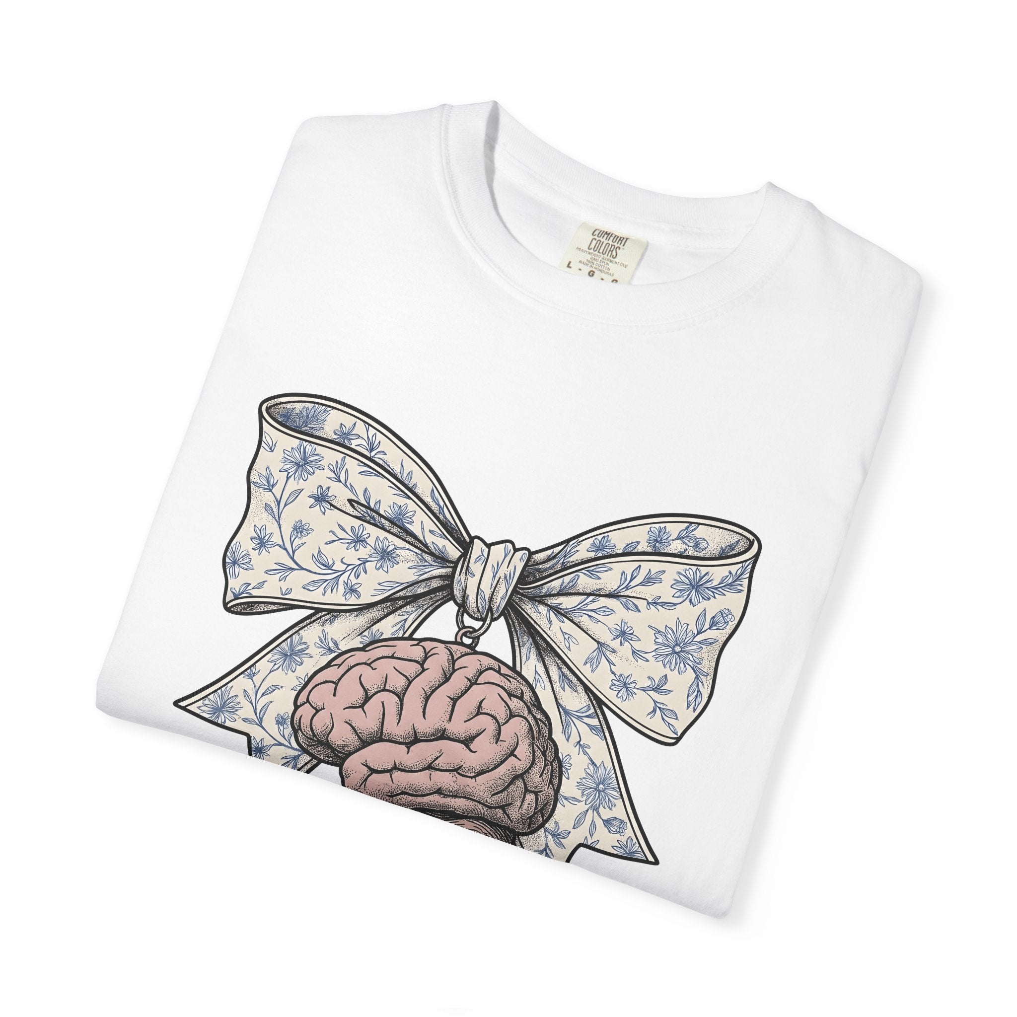 Neurological Bow Shirt Nurses Anatomy Gift Women Classic Tee Brain T-Shirt Nurse Enthusiast Vintage Tshirt Anatomical Graphic Line Art