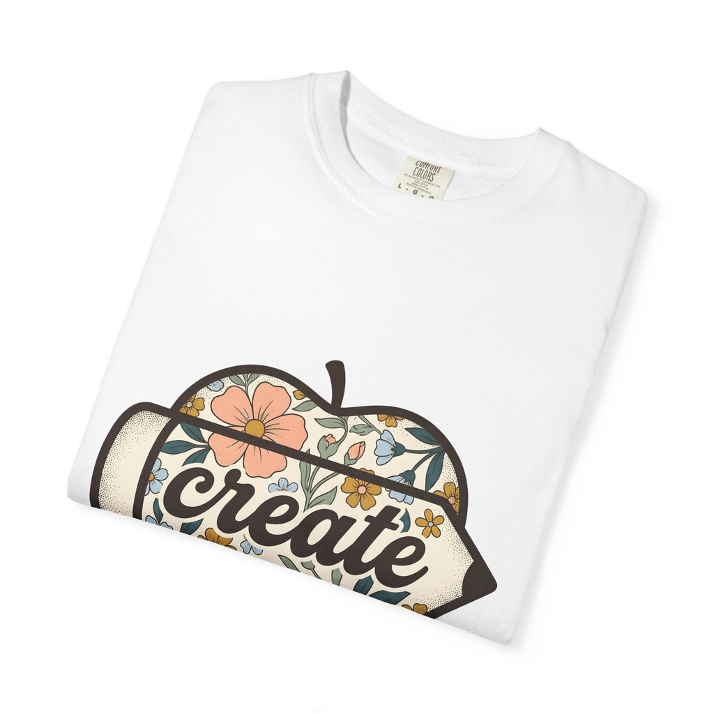Flower Apple Pen Shirt Teachers School Gift Women Hippie Tee Apple Pencil T-Shirt Educator Enthusiast Bohemian Tshirt Classroom Graphic